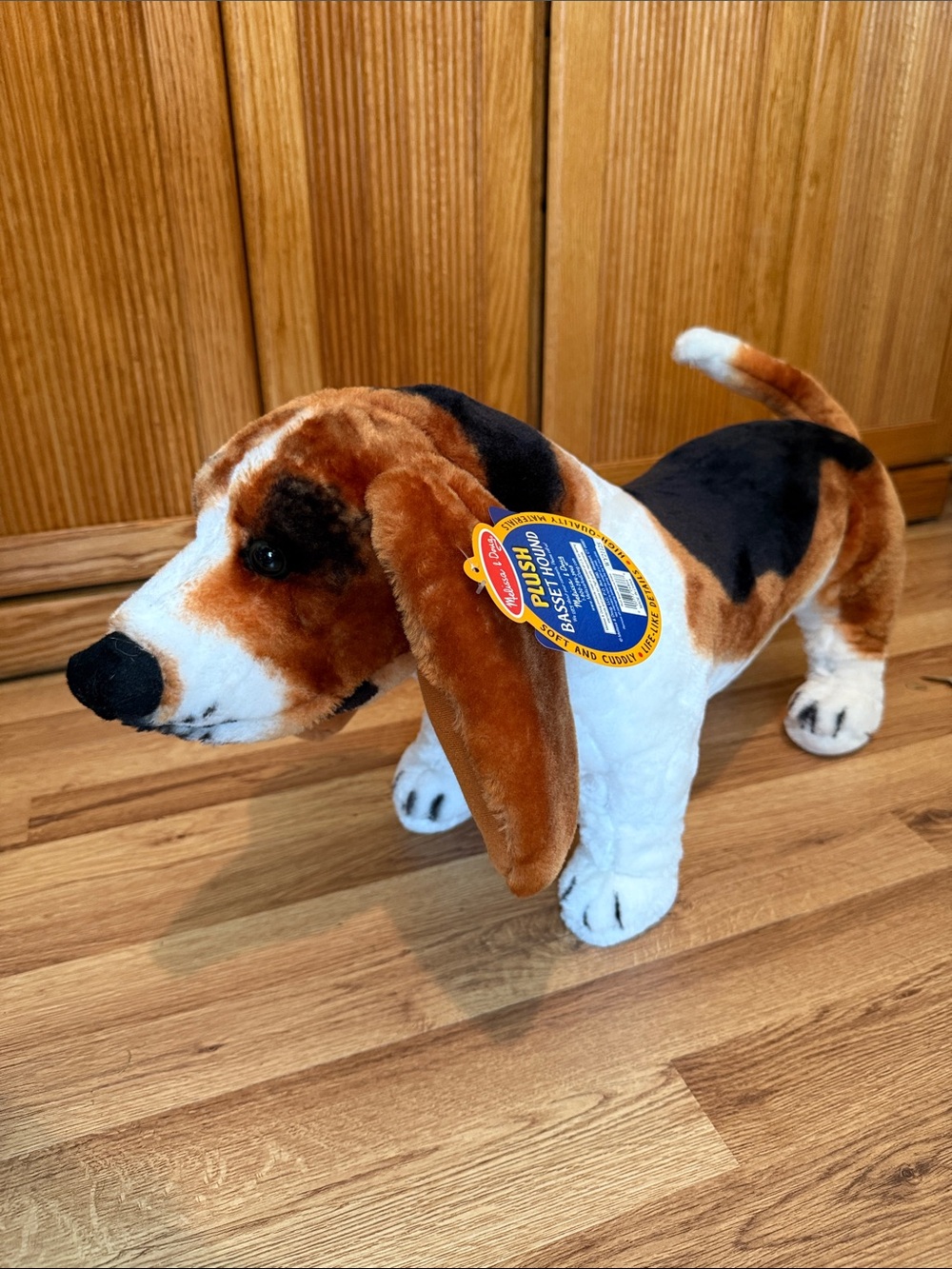 Melissa & Doug Tri-Color Basset Hound Plush - Brown, Black & White